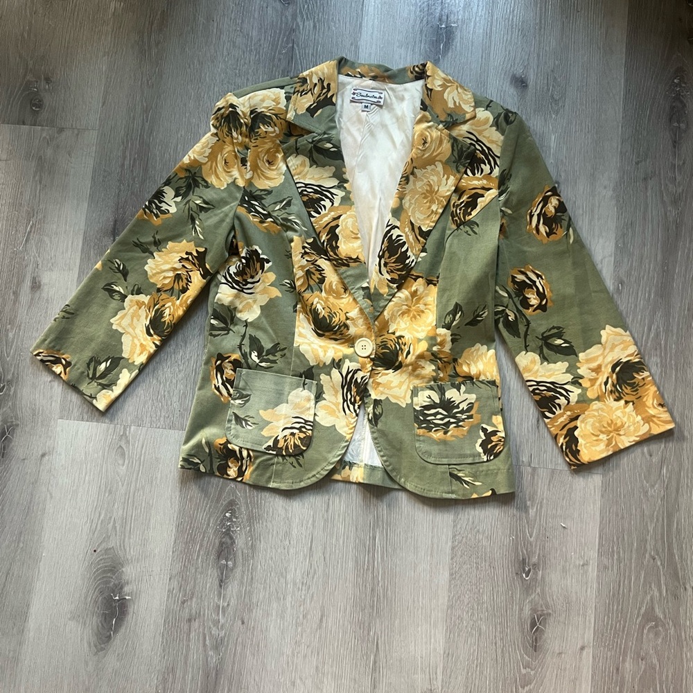 Soulmates Olive and Mustard Floral Blazer